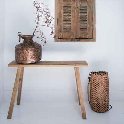 Java timmerman bijzettafel/bankje - gerecycled hout - 80x17x50 cm