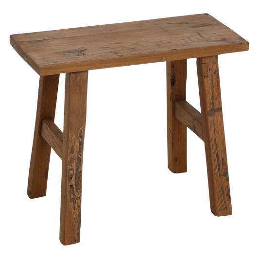 Java carpenter bijzettafel/bankje - gerecycled hout - 16x35x30 cm