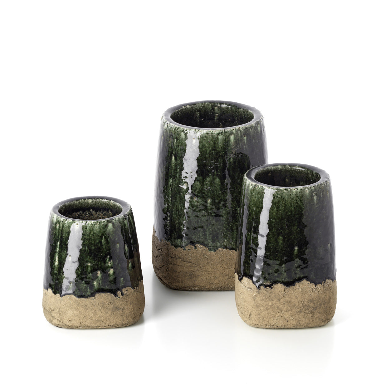 De Mos kegelvormige plantenpot - betongroen - M