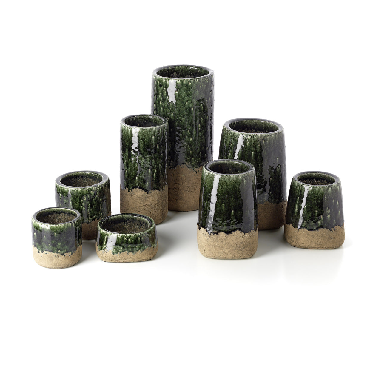 De Moss conische plantenpot - betongroen - S