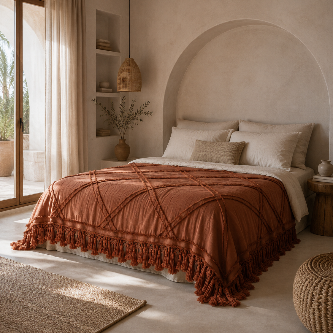 De Berber bedsprei - terracotta