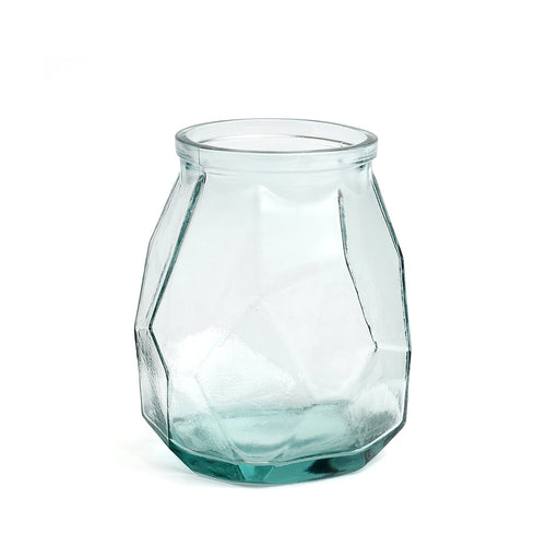 De brede origami-vaas - blauw