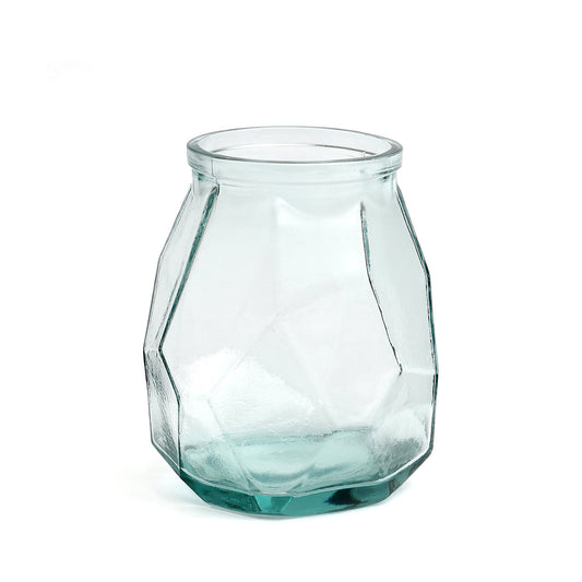 De brede origami-vaas - blauw