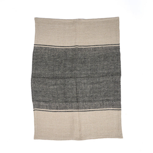 Linnen Moody keukendoek - naturel/zwart - 50x70 cm