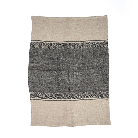 Linnen Moody keukendoek - naturel/zwart - 50x70 cm