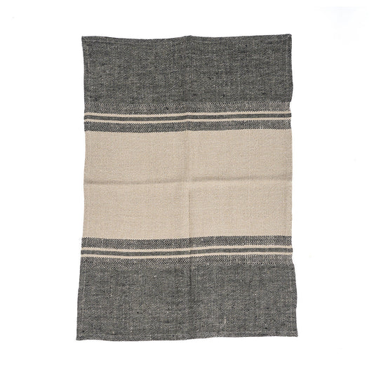 De Linnen Dash keukendoek - naturel/zwart - 50x70