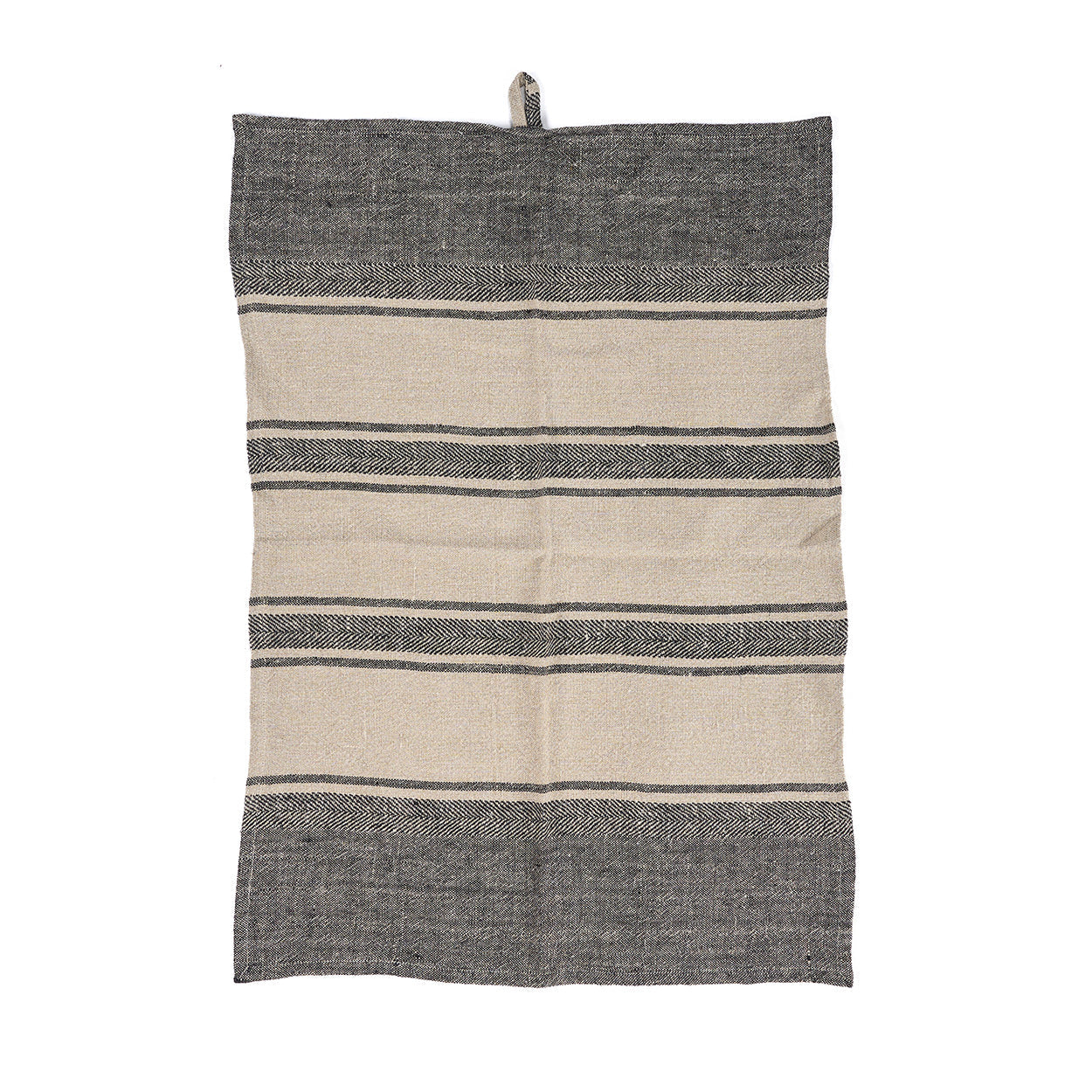 Linnen Smudge keukendoek - naturel/zwart - 50 x 70 cm