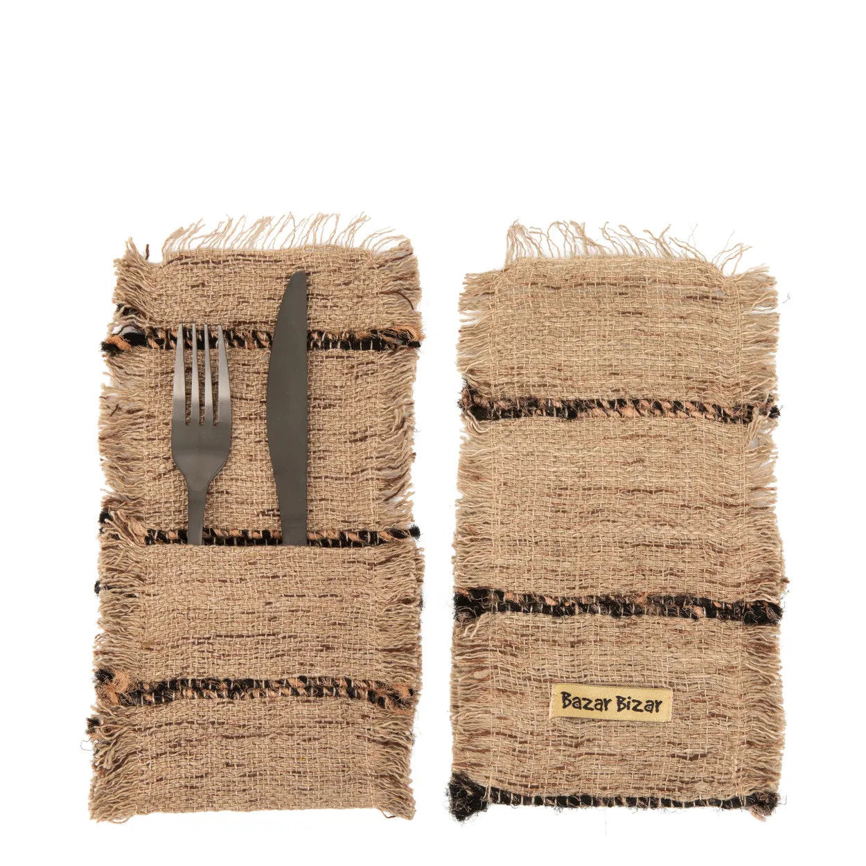 The Oh My Gee bestekhouder - beige-zwart - set van 4