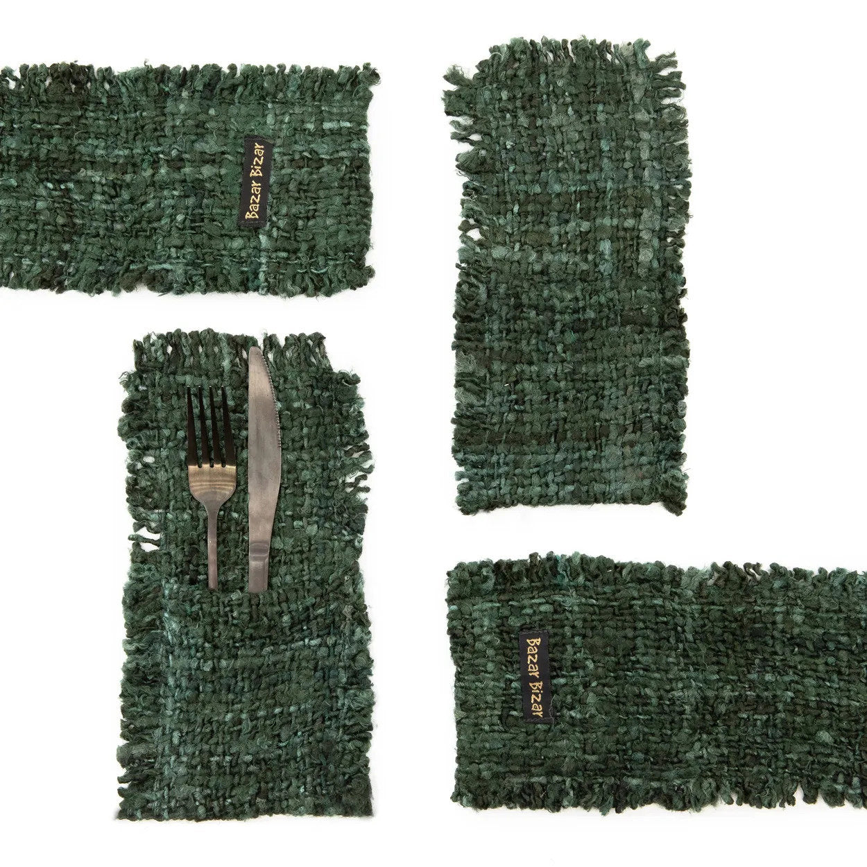 De Oh My Gee bestekhouder - bosgroen - set van 4