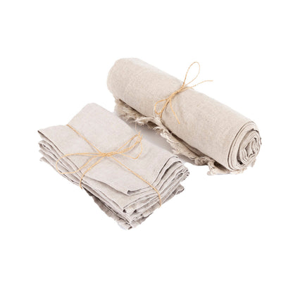 Het linnen tafelkleed - beige - 150x150
