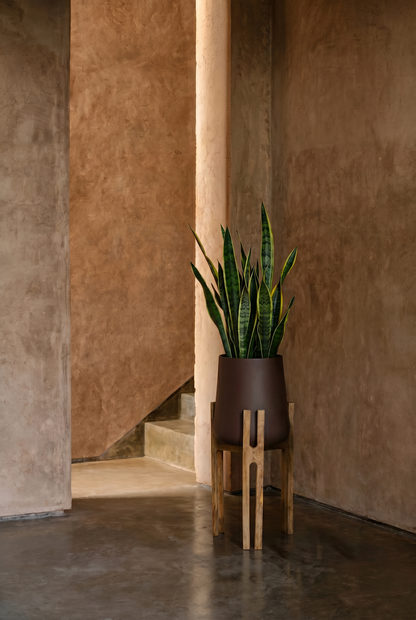 De plantenpot met gevorkte wortel - naturel bruin - L