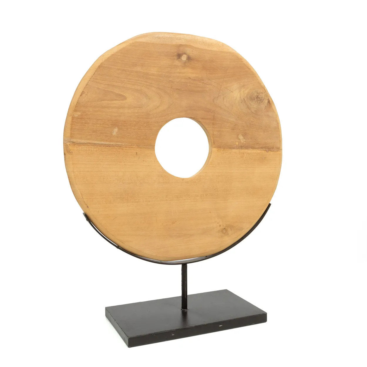 Teakhouten schijf op standaard - L