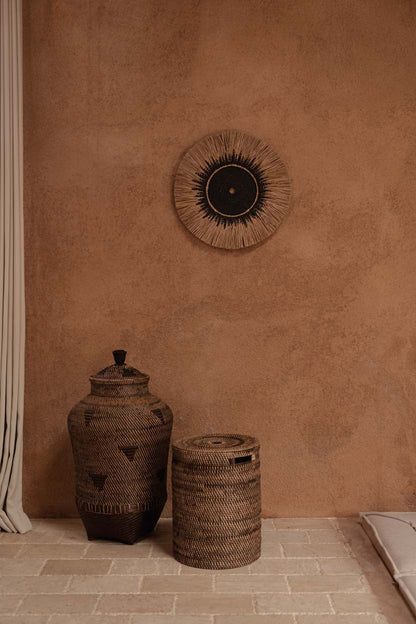 De Raffia Macramé Muurdecoratie - Zwart/Naturel