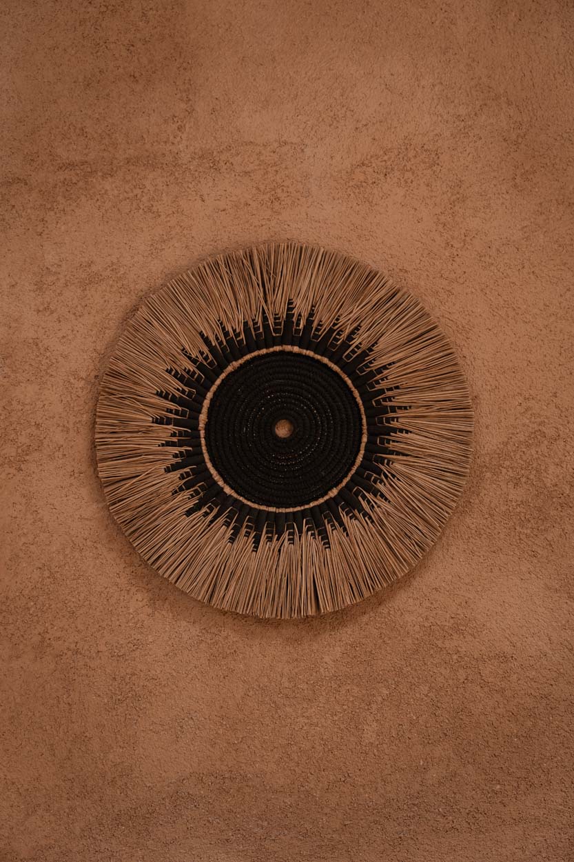 De Raffia Macramé Muurdecoratie - Zwart/Naturel