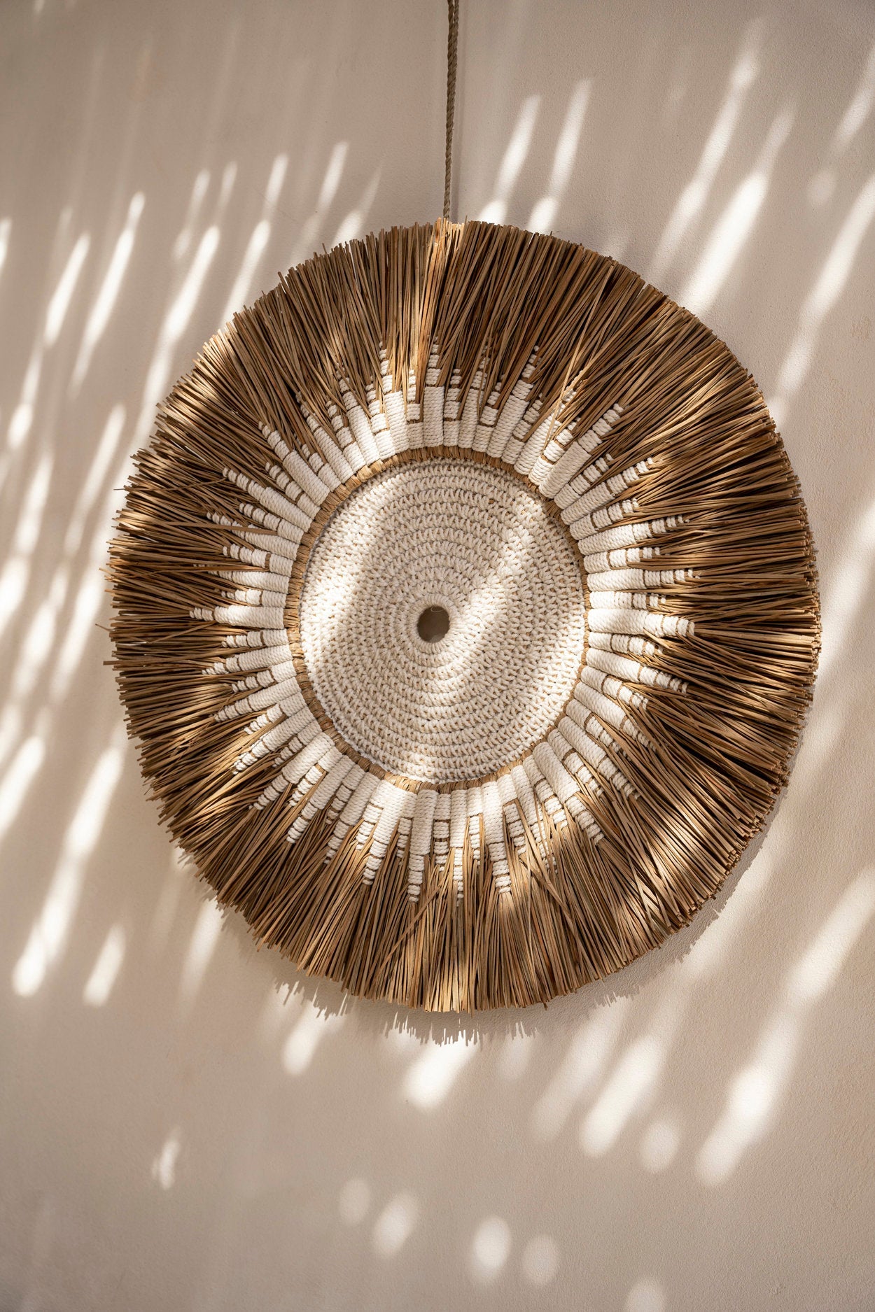 De Raffia Macramé Wanddecoratie - Wit/Naturel