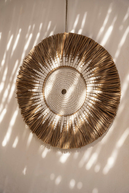 De Raffia Macramé Wanddecoratie - Wit/Naturel