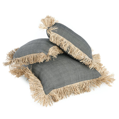 De Cotton Bonita kussenhoes - natuurlijk zwart - 30x50