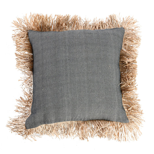De katoenen Bonita kussenhoes - naturel/zwart - 60x60
