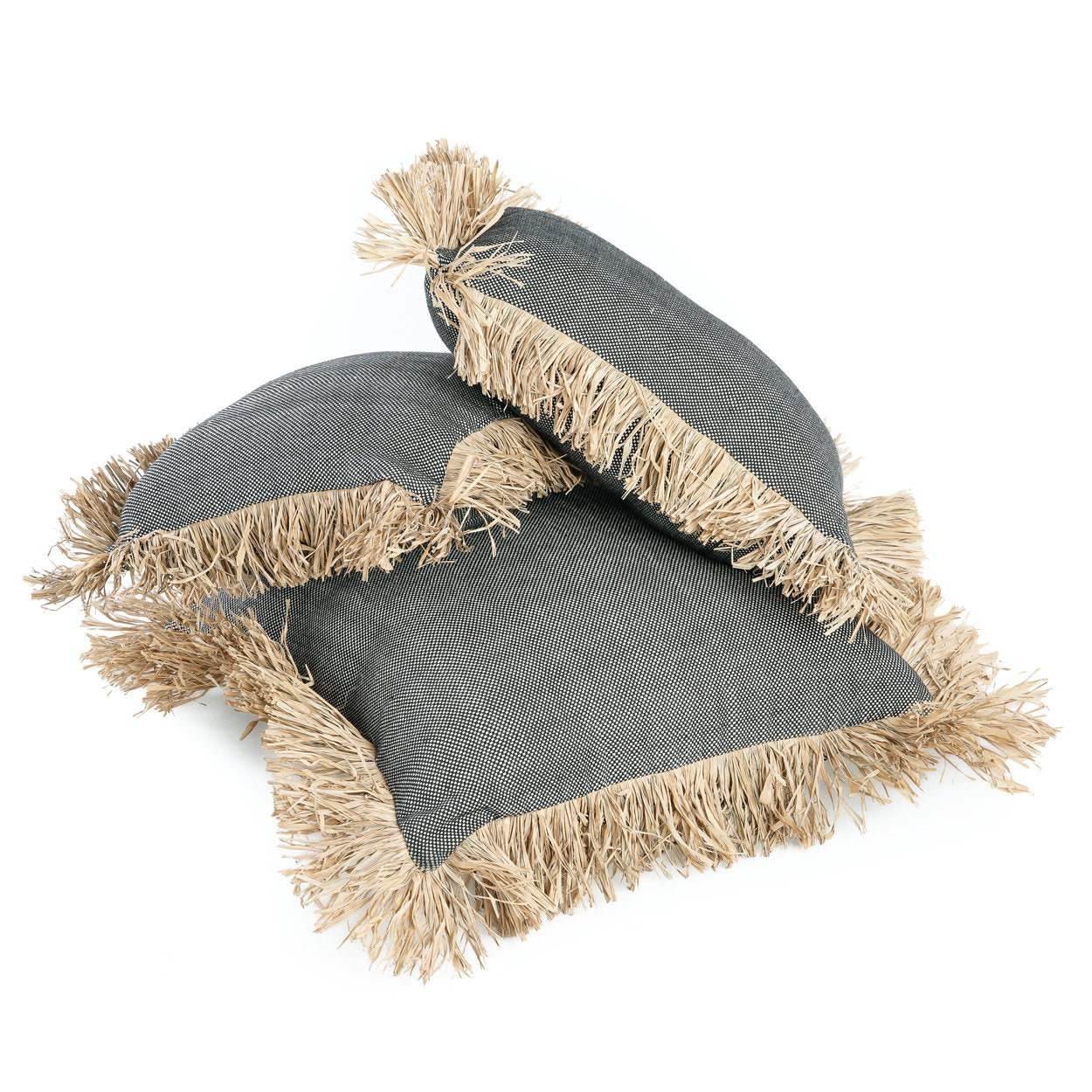 De katoenen Bonita kussenhoes - naturel/zwart - 60x60