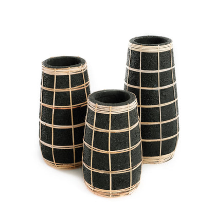 De Cutie Vaas - Zwart/Naturel - L