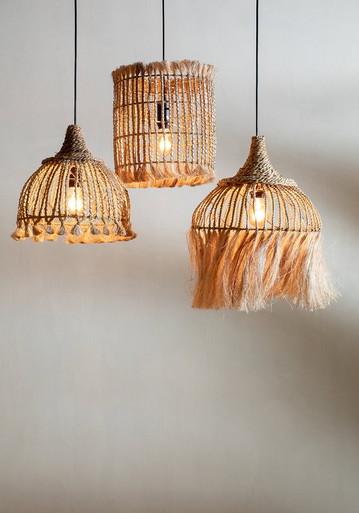 De Abaca-kwast hanglamp - naturel - S