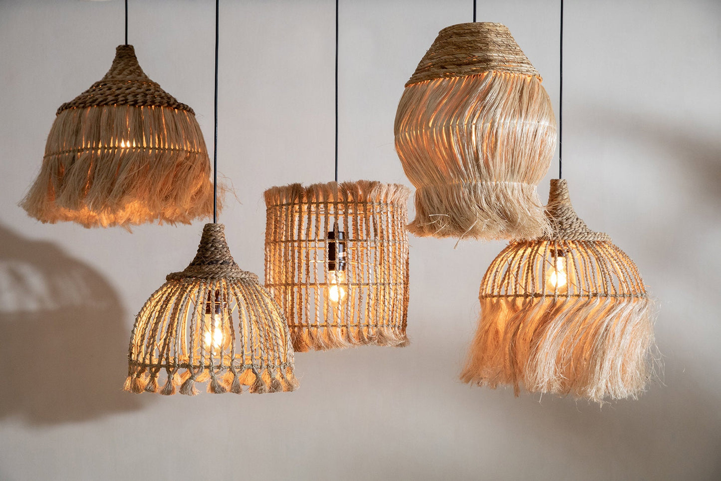 De Abaca-kwast hanglamp - naturel - S