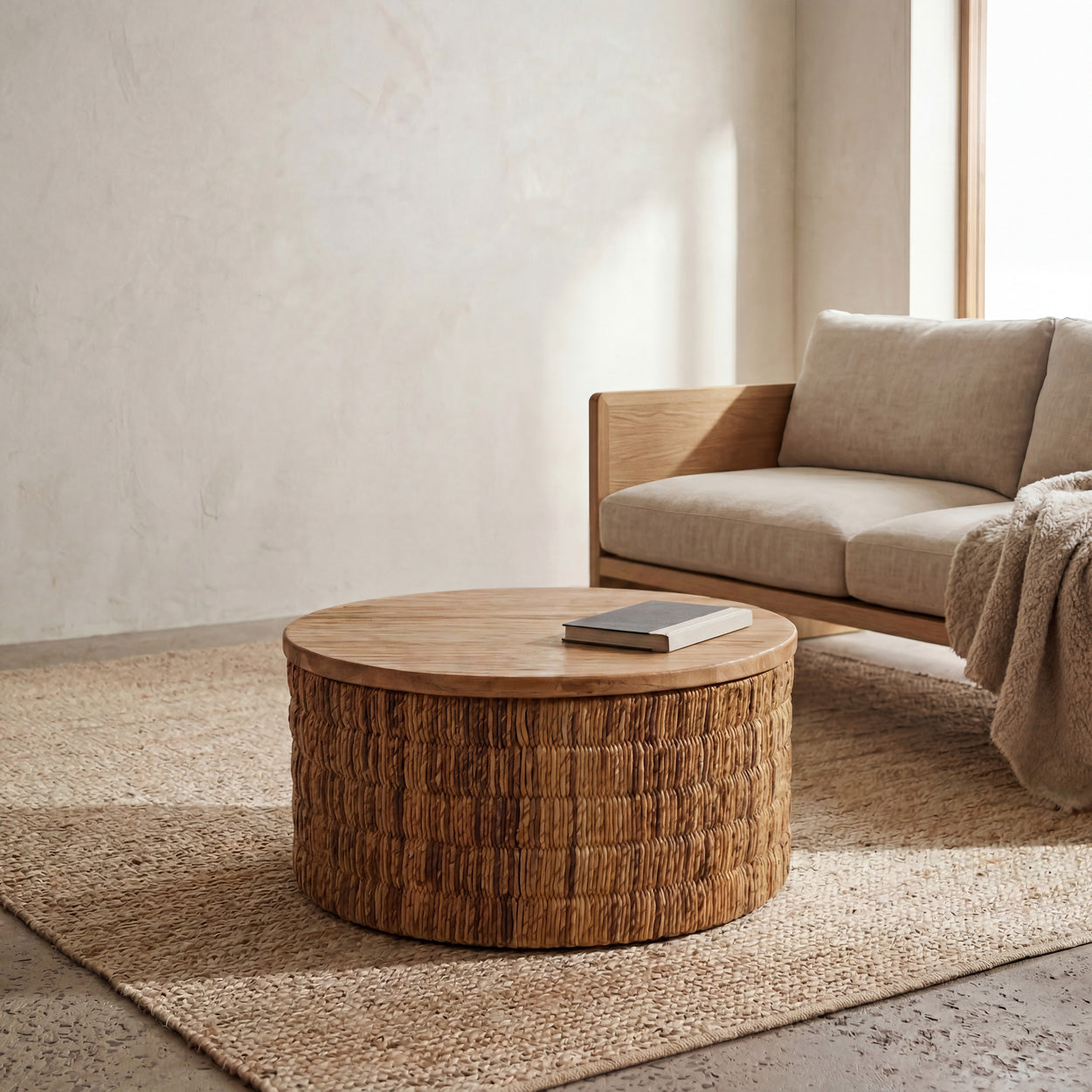 Abaca ronde Magani salontafel - naturel