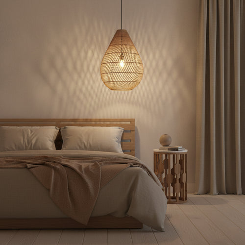 Maze druppel rotan hanglamp naturel -Ø 45x65 cm