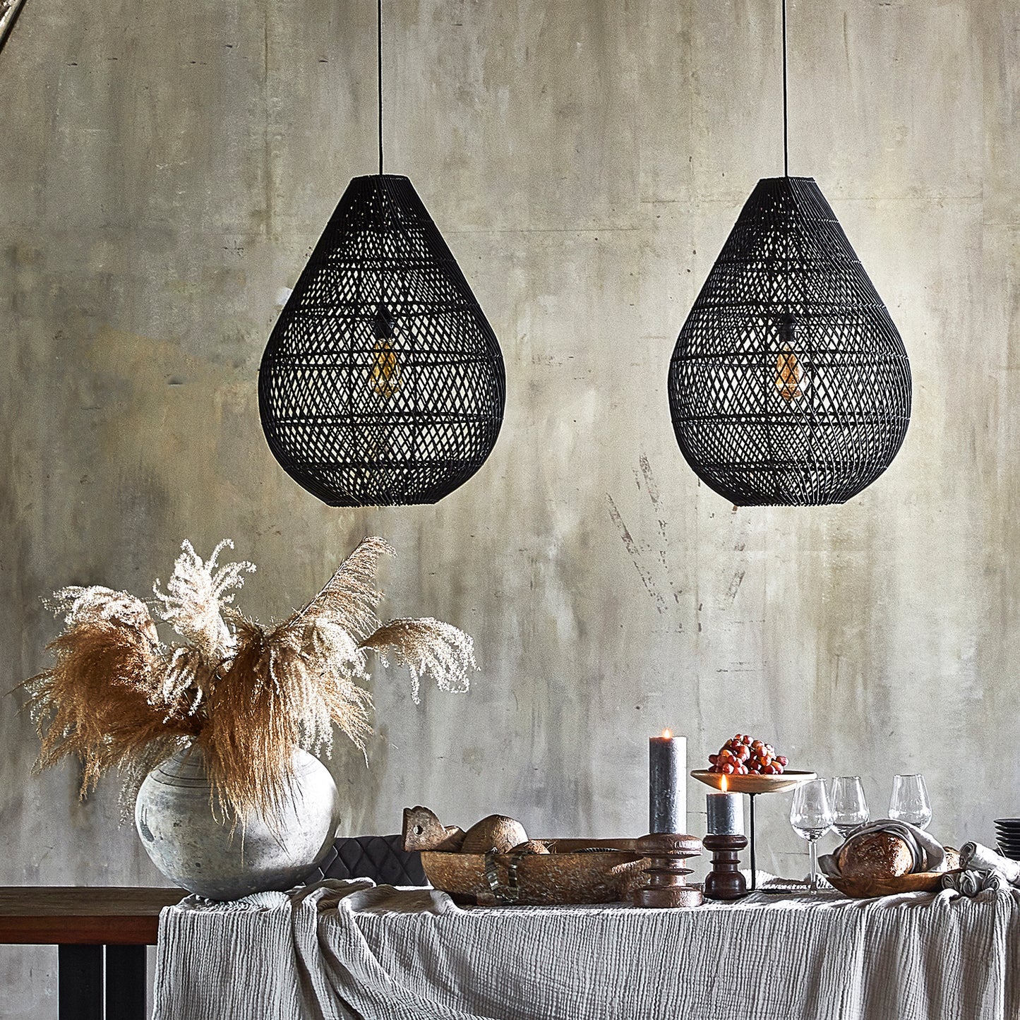 Maze druppel rotan hanglamp zwart