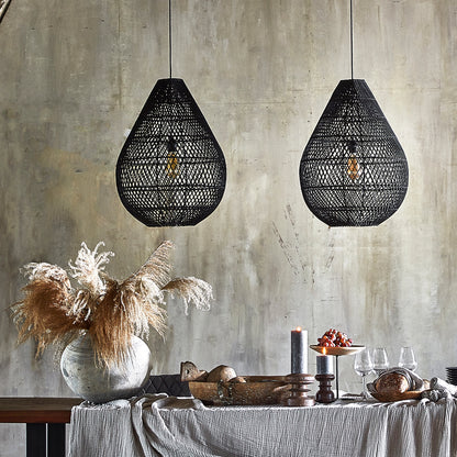Maze druppel rotan hanglamp zwart