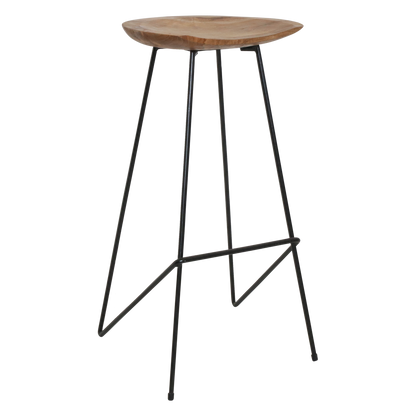 Loft teakhouten barkruk naturel - 41x42x77 cm