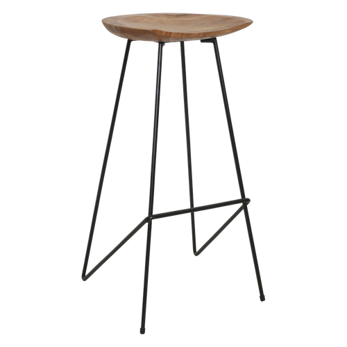 Loft teakhouten barkruk naturel - 41x42x77 cm