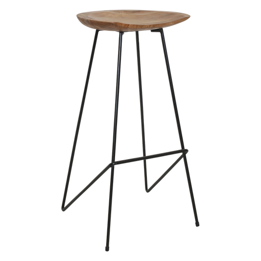 Loft teakhouten barkruk naturel - 41x42x77 cm