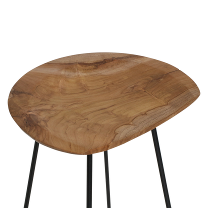 Loft teakhouten barkruk naturel - 41x42x77 cm