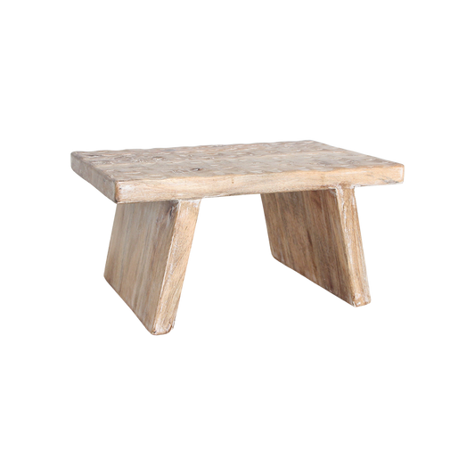 Mangohouten bijzettafel/kruk naturel