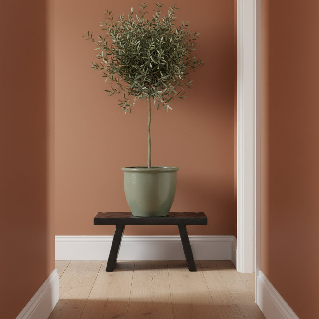 Mangohouten bijzettafel/kruk zwart - 40x25x20 cm