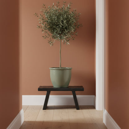 Mangohouten bijzettafel/kruk zwart - 40x25x20 cm