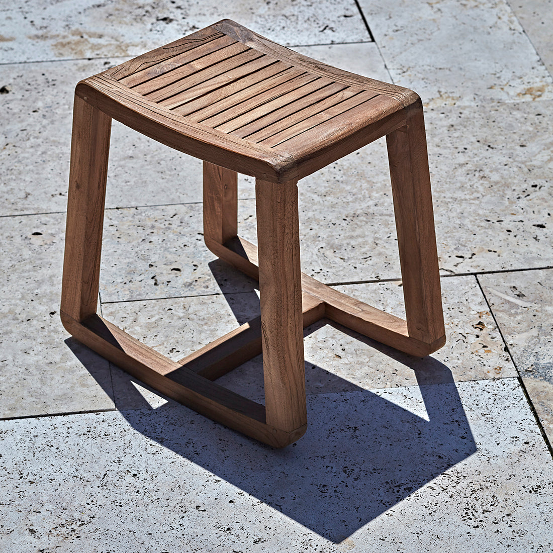 Teakhouten schommelkruk - 49x36x45 cm