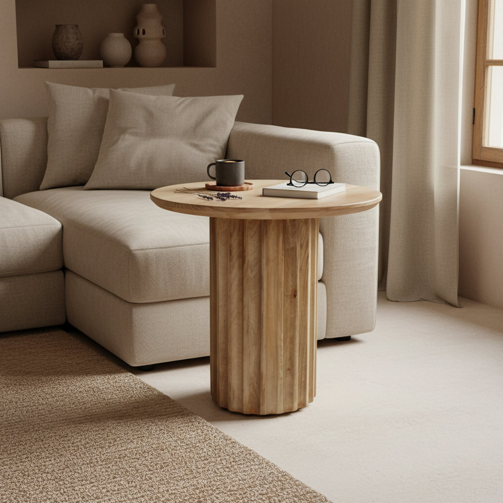 Bullnose bijzettafel omgekeerd naturel Ø 50 cm