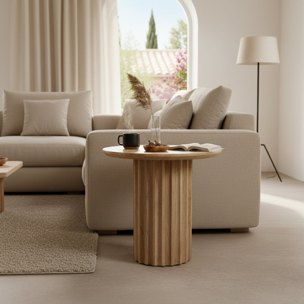 Bullnose bijzettafel omgekeerd naturel Ø 50 cm