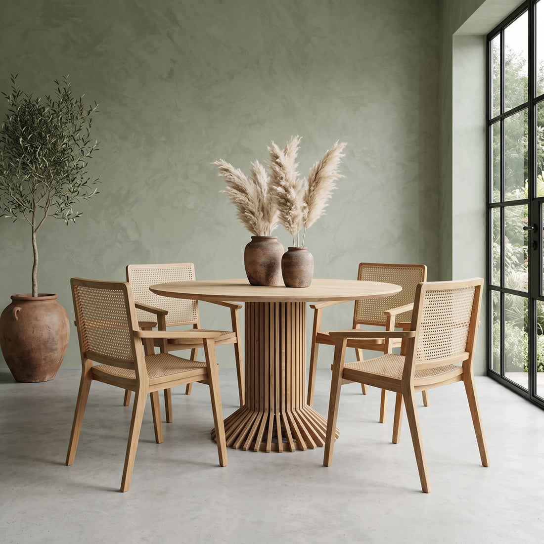 Eiffel teakhouten ronde eettafel - Ø 120 cm